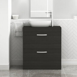 Royal Bathrooms 800mm Floor Standing Vanity Unit 2 Drawer Hale Black & Countertop Basin - Elva - thumbnail 1