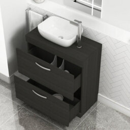 Royal Bathrooms 800mm Floor Standing Vanity Unit 2 Drawer Hale Black & Countertop Basin - Elva - thumbnail 3