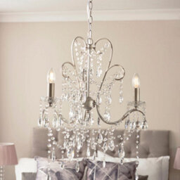 Aged Silver Ceiling Chandelier - 3 Bulb Light Decorative Ceiling Pendant Fitting - thumbnail 5