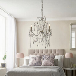 Aged Silver Ceiling Chandelier - 3 Bulb Light Decorative Ceiling Pendant Fitting - thumbnail 4