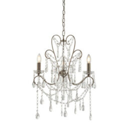 Aged Silver Ceiling Chandelier - 3 Bulb Light Decorative Ceiling Pendant Fitting - thumbnail 1