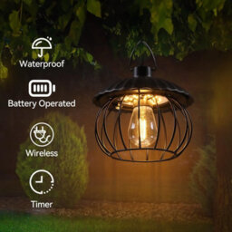 Amorly Solar Shed Pendant Light, Auto Dusk To Dawn Hanging Chandelier, Warm White Solar Light For Indoor Outdoor Barn Patio Garden Yard - thumbnail 3
