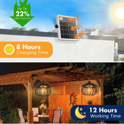 Amorly Solar Shed Pendant Light, Auto Dusk To Dawn Hanging Chandelier, Warm White Solar Light For Indoor Outdoor Barn Patio Garden Yard - thumbnail 6