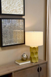 Elegant Cream Linen Table Lamp With Olive Green Base - E27 Led 60W - thumbnail 3