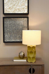 Elegant Cream Linen Table Lamp With Olive Green Base - E27 Led 60W - thumbnail 2