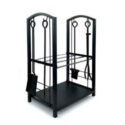 2 Tier Firewood Log Holder Metal Wood Storage Rack With Tools - thumbnail 1