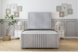 "Sloomy Harrington Silver Naples Bed Frame With Mattress With 50"" Upholstered Headboard 2'6 Small Single" - thumbnail 1