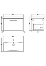 Hudson Reed Juno Wall Hung 1 Soft Close Drawer Vanity Unit With Thin-Edge 1 Tap Hole Basin In Metallic Slate Finish, 610mm - thumbnail 7