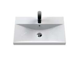 Hudson Reed Juno Wall Hung 1 Soft Close Drawer Vanity Unit With Thin-Edge 1 Tap Hole Basin In Metallic Slate Finish, 610mm - thumbnail 2