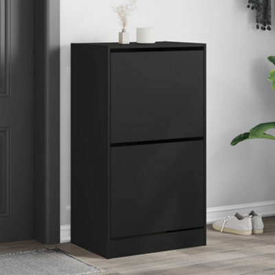 Berkfield Shoe Cabinet With 2 Flip-Drawers Black 60X42X108 Cm - image 1
