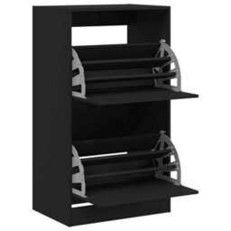 Berkfield Shoe Cabinet With 2 Flip-Drawers Black 60X42X108 Cm - thumbnail 5