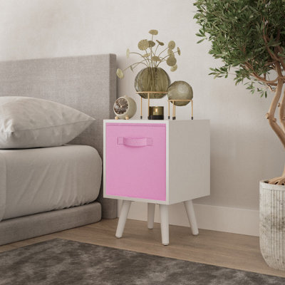 Urbn-Living Urbnliving 51Cm Height White Wooden Cube Storage Bookcase White Legs With Light Pink Inserts - image 1