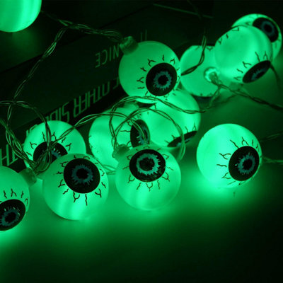 Halloween Eyeball String Lights, 20 Led Lights Battery Operated Green Lights For Halloween Indoor Outdoor Decoration(Green) - image 1