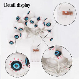 Halloween Eyeball String Lights, 20 Led Lights Battery Operated Green Lights For Halloween Indoor Outdoor Decoration(Green) - thumbnail 4