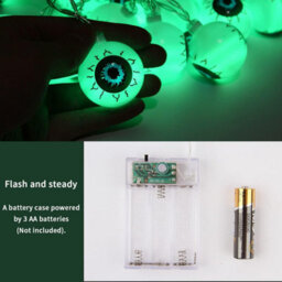 Halloween Eyeball String Lights, 20 Led Lights Battery Operated Green Lights For Halloween Indoor Outdoor Decoration(Green) - thumbnail 3