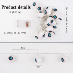 Halloween Eyeball String Lights, 20 Led Lights Battery Operated Green Lights For Halloween Indoor Outdoor Decoration(Green) - thumbnail 2