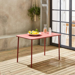 Sweeek - 4-Seater Rectangular Steel Garden Table Amelia 120Cm Terracotta 120X70X72.5 Cm