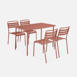 Sweeek - 4-Seater Rectangular Steel Garden Table Amelia 120Cm Terracotta 120X70X72.5 Cm - thumbnail 4