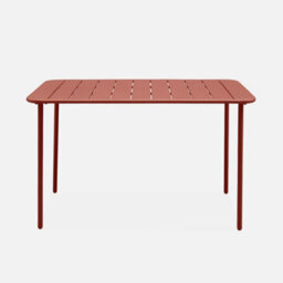 Sweeek - 4-Seater Rectangular Steel Garden Table Amelia 120Cm Terracotta 120X70X72.5 Cm - thumbnail 5