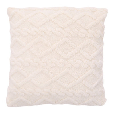 Living And Home Soft Warm Comfortable Stylish Plush Throw Pillow With Pillow Insert White 45Cm X 45Cm Faux Fur And Pp Cotton - image 1