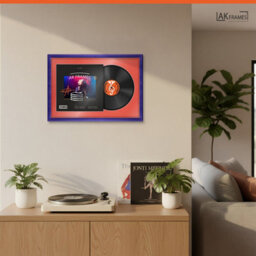 "AK Frames 25X17"" Purple Classic Vinyl Record Frame With Poppy Red Mount For 12 Inch Lp Cover & Disc - Overlapped Design" - thumbnail 5