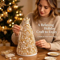 Amorly Beaded Christmas Tree Kit, Angel 3D Pearl Beaded Christmas Tree, Handmade Tabletop Decoration For Festive Surprise & Gift - thumbnail 4
