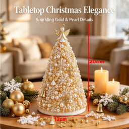 Amorly Beaded Christmas Tree Kit, Angel 3D Pearl Beaded Christmas Tree, Handmade Tabletop Decoration For Festive Surprise & Gift - thumbnail 5