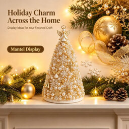 Amorly Beaded Christmas Tree Kit, Angel 3D Pearl Beaded Christmas Tree, Handmade Tabletop Decoration For Festive Surprise & Gift - thumbnail 6
