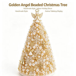 Amorly Beaded Christmas Tree Kit, Angel 3D Pearl Beaded Christmas Tree, Handmade Tabletop Decoration For Festive Surprise & Gift - thumbnail 7