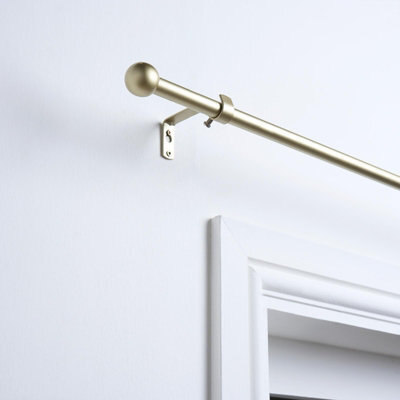 OHS Curtain Pole Extendable Metal Finnials Ball End Rings Rod Fittings, Brass - image 1