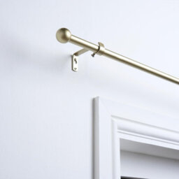 OHS Curtain Pole Extendable Metal Finnials Ball End Rings Rod Fittings, Brass