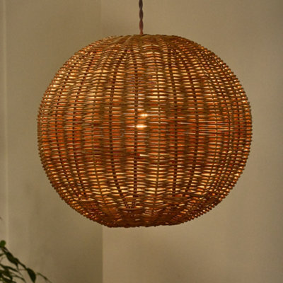 Dibor Traditional Roscoe Rattan Round Easy Fit Decor Ceiling Shade H30 X D35Cm - image 1