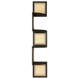 Beliani Corner Wall Bookcase 4-Tier In Light Paulownia Wood, Matte Black - Space-Saving Corner Shelf - thumbnail 1