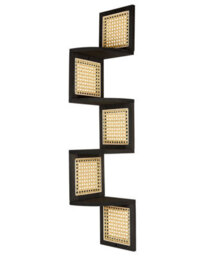 Beliani Corner Wall Bookcase 4-Tier In Light Paulownia Wood, Matte Black - Space-Saving Corner Shelf - thumbnail 3