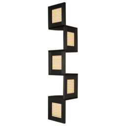 Beliani Corner Wall Bookcase 4-Tier In Light Paulownia Wood, Matte Black - Space-Saving Corner Shelf - thumbnail 5