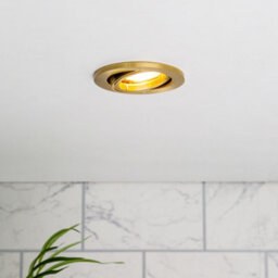 Litecraft 2 Pack Satin Brass Modern Ip20 Fire Rated Adjustable Downlights - thumbnail 1