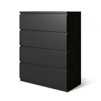 Urbn-Living Urbnliving Height 89Cm 4 Drawer Skagen Wooden Bedroom Chest Cabinet Colour Black Carcass And Black Drawers No Handle Storage - image 1