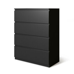 Urbn-Living Urbnliving Height 89Cm 4 Drawer Skagen Wooden Bedroom Chest Cabinet Colour Black Carcass And Black Drawers No Handle Storage - thumbnail 1