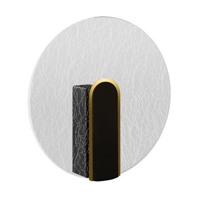 CGC Lighting Cgc Crackle Indoor Round Led Wall Light Black Gold And Crackle Glass Effect 6W 4200K Natural White 730Lm - image 1