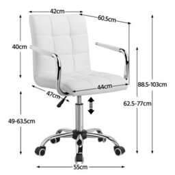 Yaheetech Pu Leather Modern Office Chair With Armrests - White - thumbnail 3
