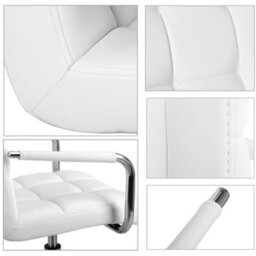 Yaheetech Pu Leather Modern Office Chair With Armrests - White - thumbnail 5