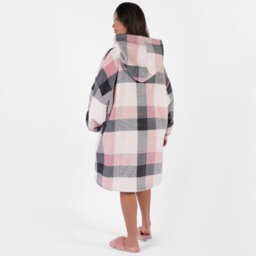 Ohs Check Hoodie Blanket Soft Wearable Sherpa Oversized Sweatshirt, Blush - thumbnail 2
