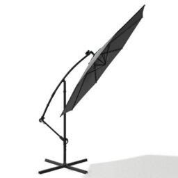 Living And Home 3M Led Lighted Large Garden Cantilever Parasol Outdoor Sun Shade Banana Umbrella Crank Tilt With Cross Base, Dark Grey - thumbnail 6