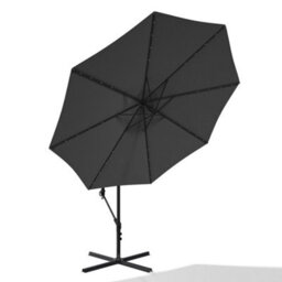 Living And Home 3M Led Lighted Large Garden Cantilever Parasol Outdoor Sun Shade Banana Umbrella Crank Tilt With Cross Base, Dark Grey - thumbnail 4