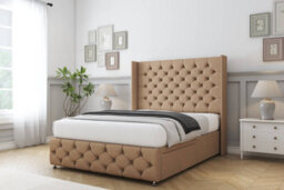"Comfort Emily Latte Dumfries Divan Bed Set No Drawers - 54"" Wingback & 12"" Footboard 2'6 Small Single" - thumbnail 2