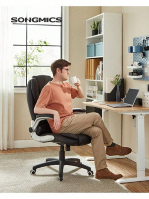 LEDREM Office Swivel Chair With 76 Cm High Back Large Seat And Flip-Up Armrest Computer Desk Executive Chair Pu - image 1