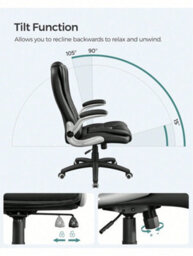 LEDREM Office Swivel Chair With 76 Cm High Back Large Seat And Flip-Up Armrest Computer Desk Executive Chair Pu - thumbnail 7