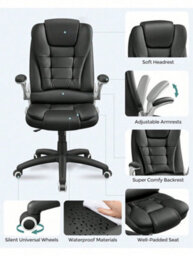 LEDREM Office Swivel Chair With 76 Cm High Back Large Seat And Flip-Up Armrest Computer Desk Executive Chair Pu - thumbnail 6