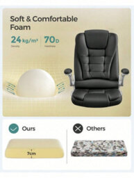 LEDREM Office Swivel Chair With 76 Cm High Back Large Seat And Flip-Up Armrest Computer Desk Executive Chair Pu - thumbnail 5