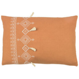 Furn. Pritta Embroidered Tasselled Polyester Filled Cushion - thumbnail 1